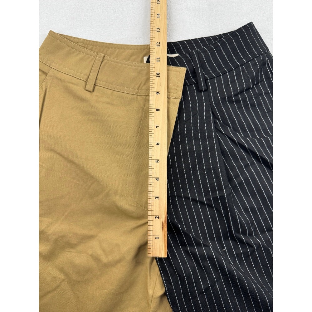 NWT Choosy‎ Two-Tone Pinstripe Cargo Pants Women's 2 Tan Black Pull-On Wide-Leg - Picture 7 of 12